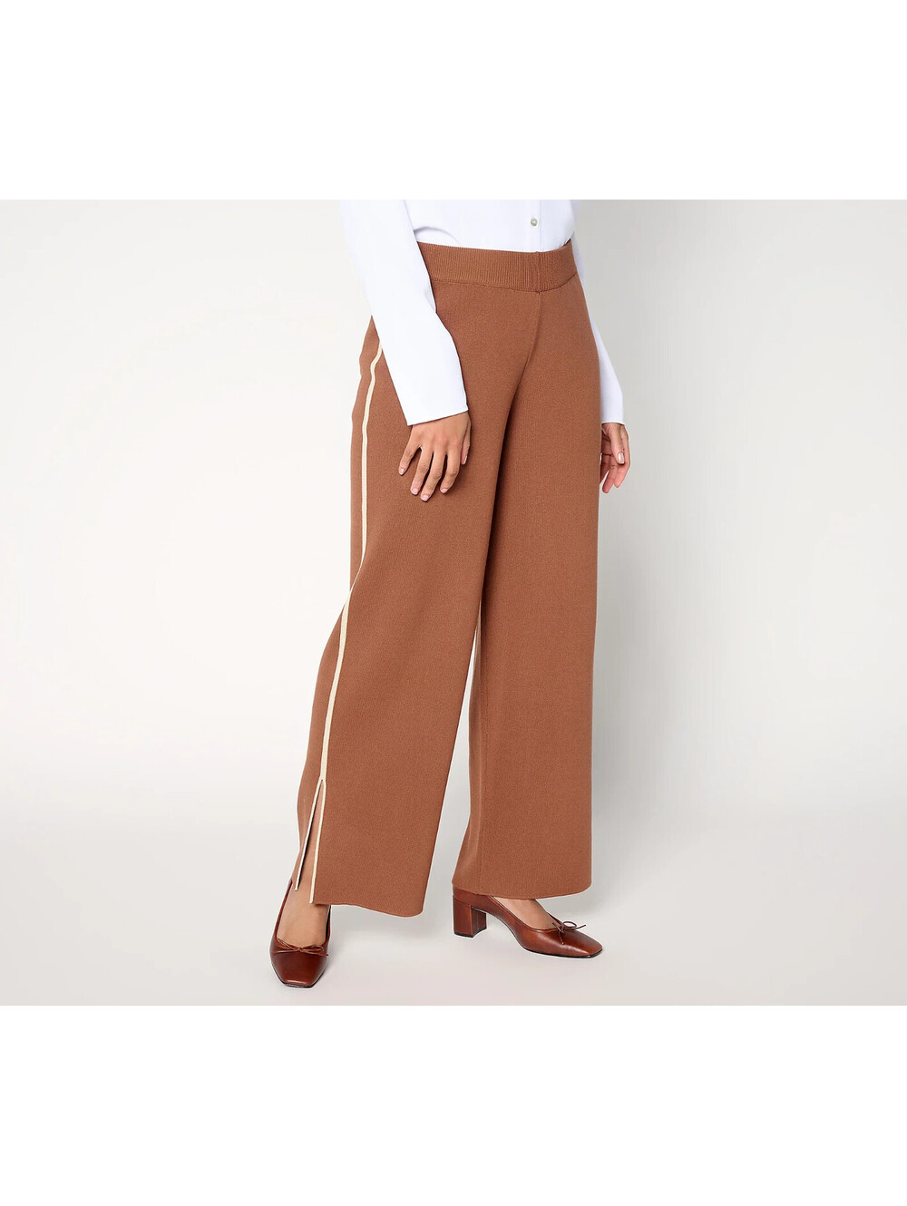nicole by Nicole Miller Regular Sweater Knit Pull On Pants Mocha, Size 1x #56E